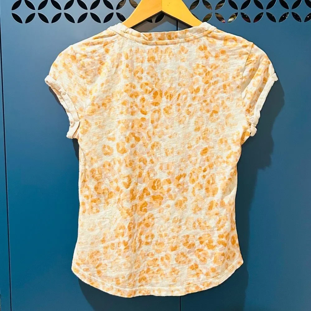 Anthropologie Pilcro Orange Leopard Print T-Shirt Animal Casual Loungewear XS